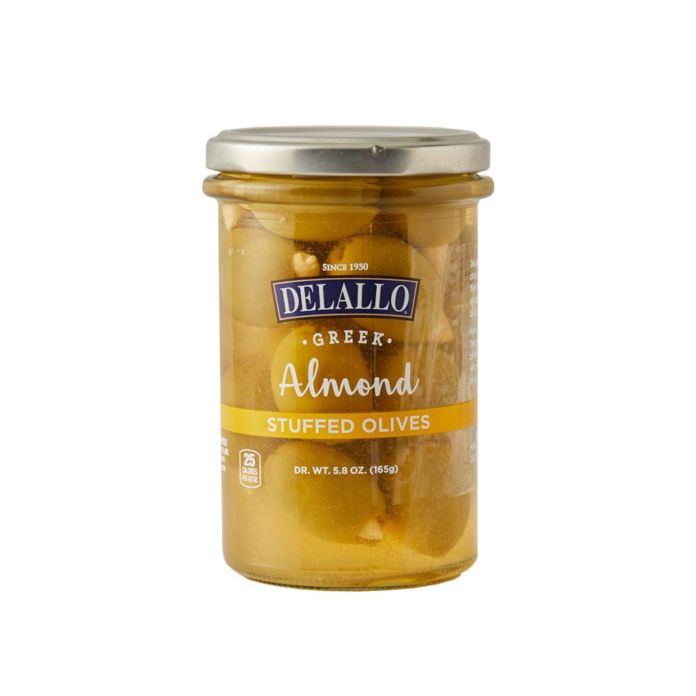 DeLallo Almond Stuffed Olives - 6 Pack | Gourmet Stuffed Olives for Charcuterie Boards, Cocktails & Mediterranean Recipes