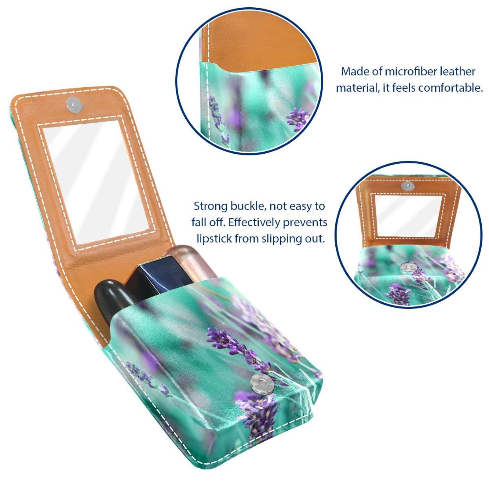 Personalized Lipstick Case - Portable Makeup Bag & Cosmetic Pouch Organizer with Lavender Purple Flower Design | Perfect for Travel, Gift & Daily Makeup Storage