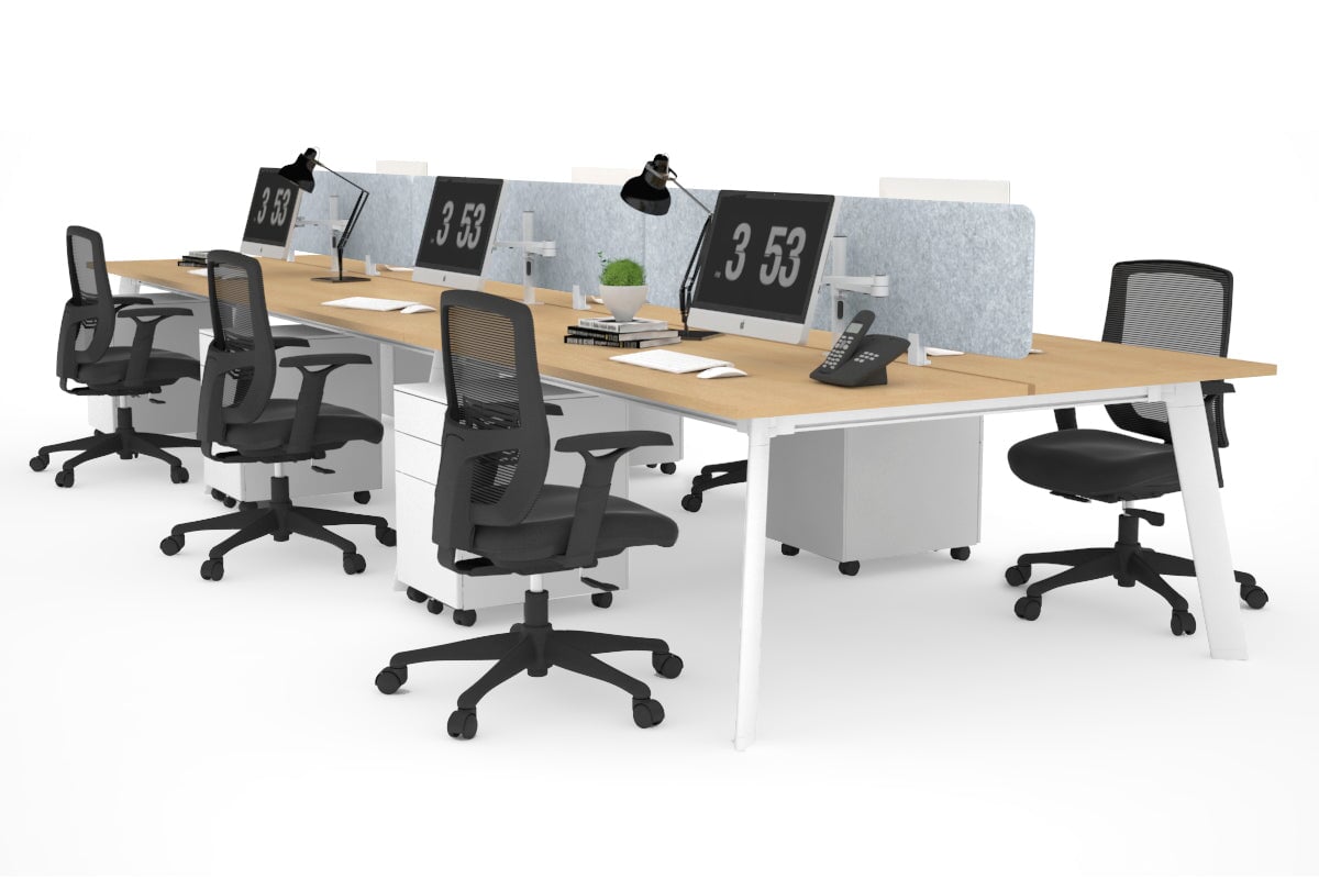 6-Person Switch Workstation with White Frame - 1200L x 700W Dimensions - Ideal for Office, Conference Room, or Collaborative Workspace