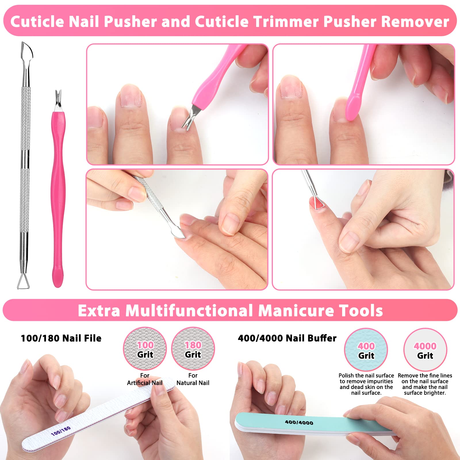 600PCS Clear Coffin Nail Tips Set with Nail Glue - Full Cover Acrylic Nails Kit Includes Display Stand, Cuticle Pusher & Nail Files - Perfect for Salon, Home Manicure & DIY Nail Art
