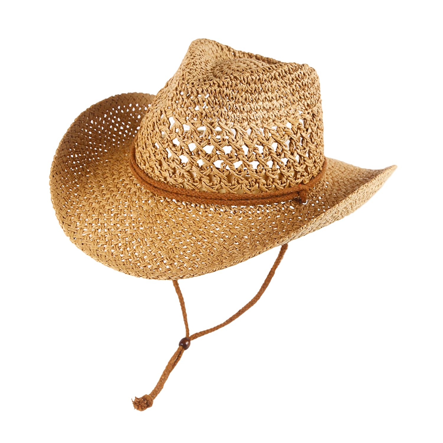 Women's Straw Cowboy Hat - Wide Brim Sun Hat for Summer, Western Cowgirl Hat for Travel & Outdoor Activities - Perfect for Beach, Festival, and Ranch Use (Also Available in Men's Sizes)