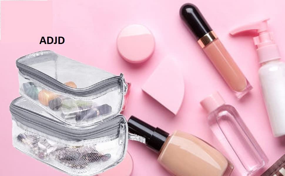 Transparent Cosmetic Pouch Set - 4 Travel Toiletry Bags for Makeup & Jewelry Storage (Silver)