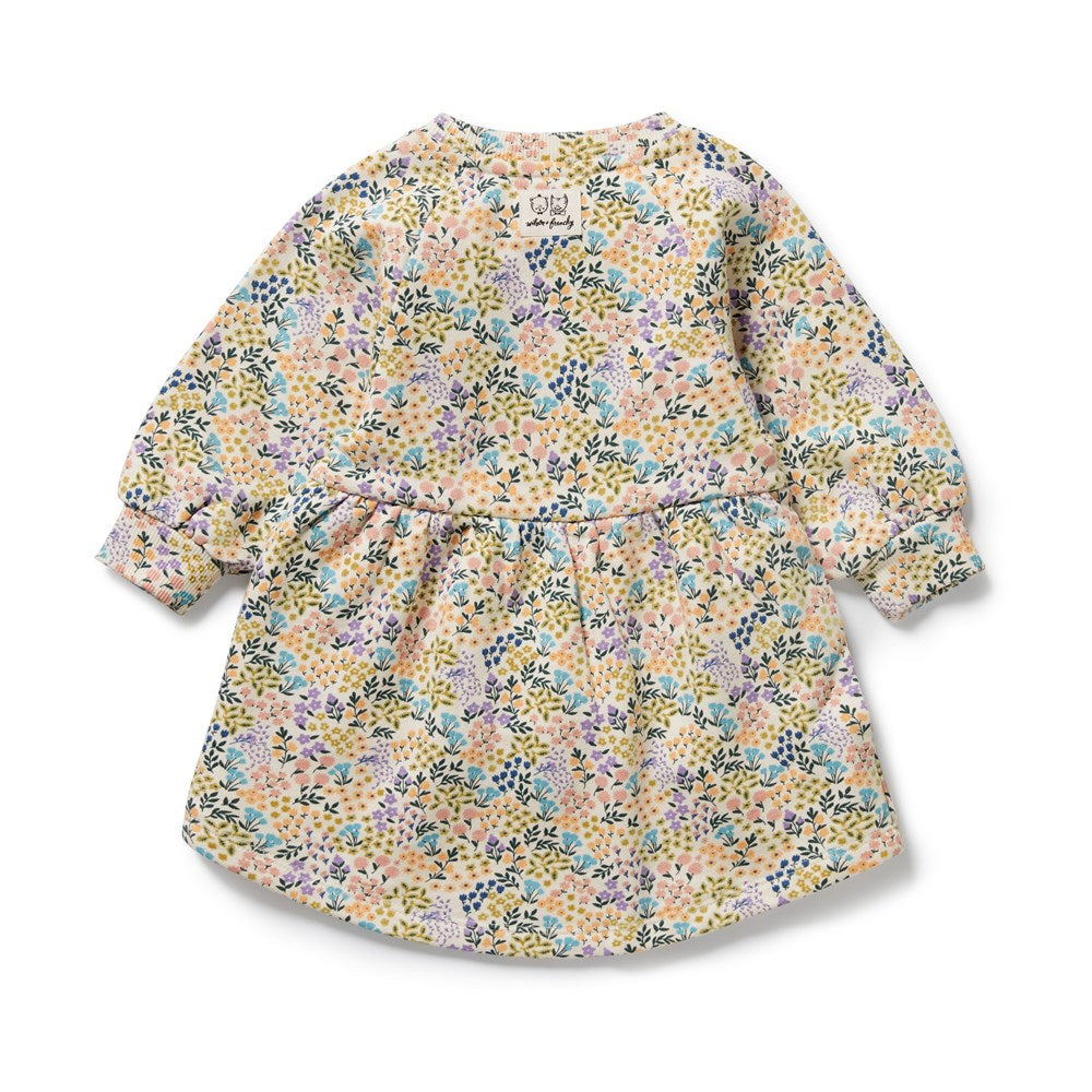 Tiny Bloom Organic Terry Sweat Dress for Women - Soft & Comfortable Cotton Baby Dress for Casual Wear, Loungewear & Maternity Outfits
