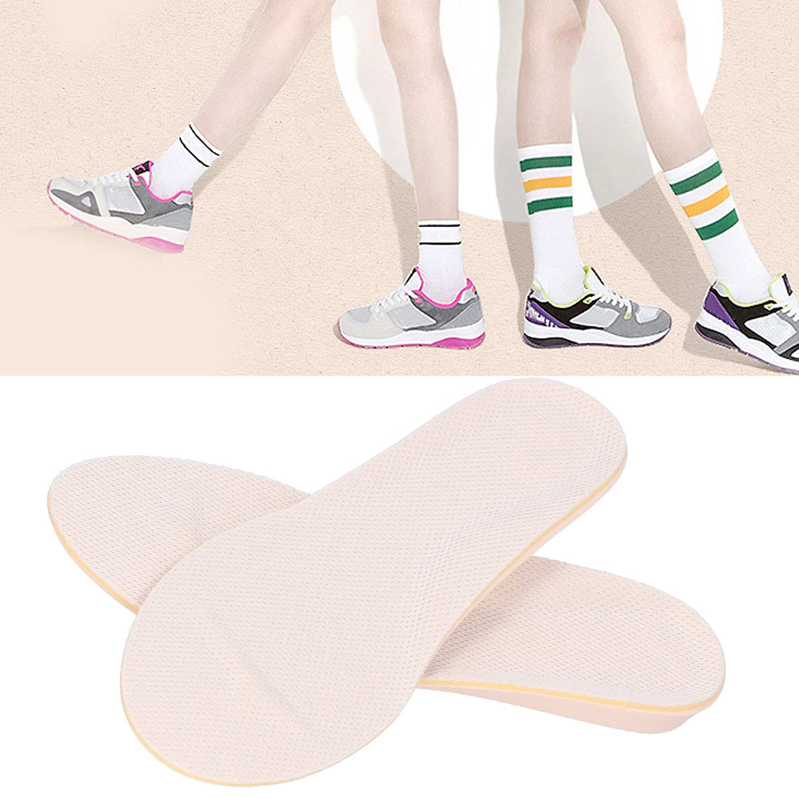 **Haowecib Arch Support Insoles - Non-Slip Elastic Shoe Inserts for Hiking, Running, Cycling & Camping - Comfortable Foot Support for Outdoor & Sports Activities**