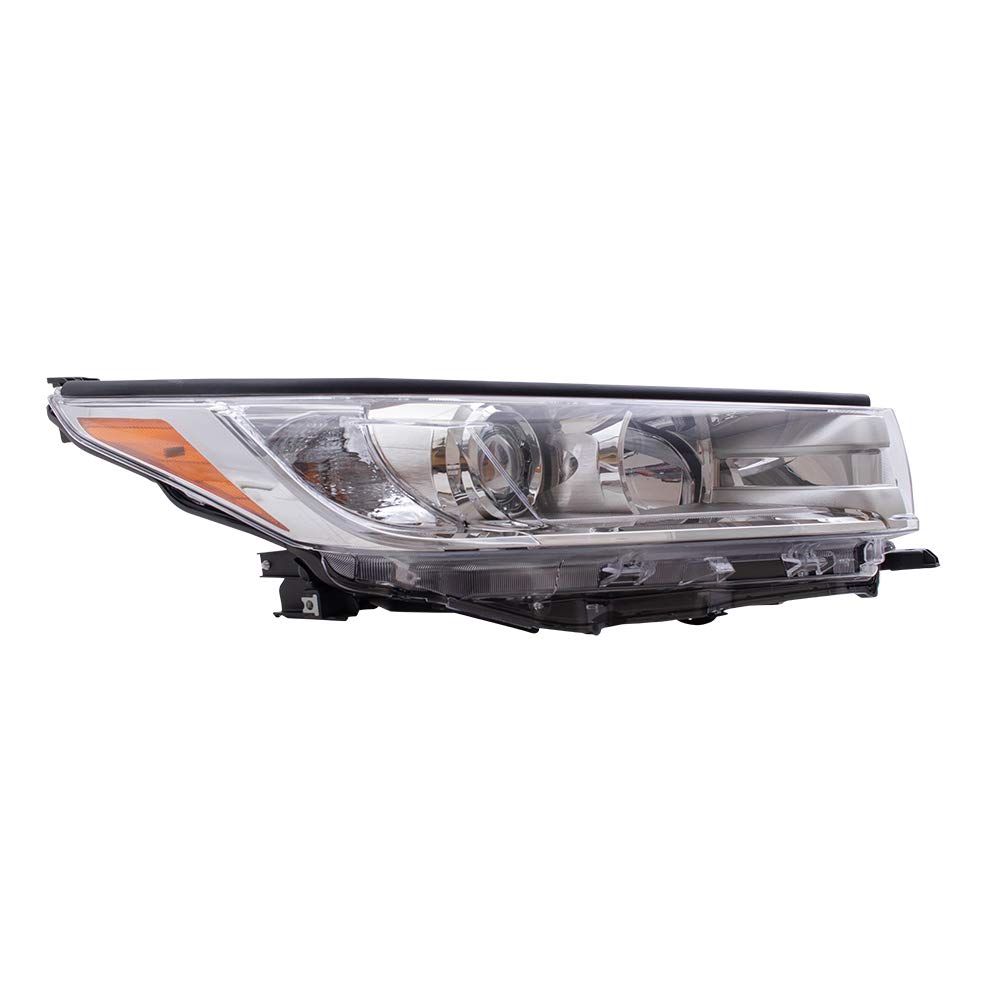 Brock Replacement Pair Halogen Headlights Smoked Chrome Accent for 2017-2019 Toyota Highlander - Upgrade Your Night Driving Safety & Style