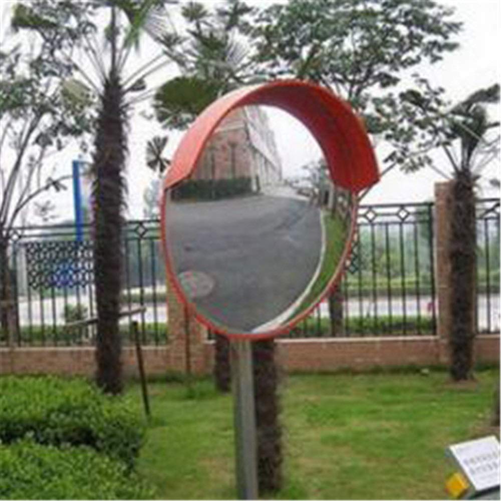 Wide-Angle Blind Spot Mirrors 60cm Orange - Spherical Road Safety Mirrors for Intersections, Driveways & Parking Lots - Indoor/Outdoor Use with 80cm Option