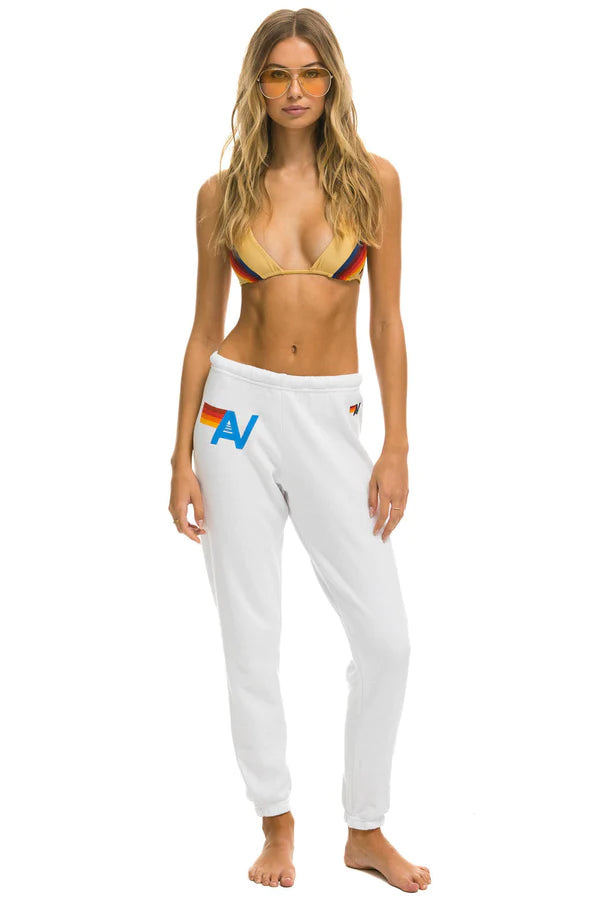 Aviator Nation Women's Logo Sweatpants - Soft Cotton Joggers with Branded Waistband | White Casual Lounge Pants for Yoga, Running Errands & Cozy Home Wear