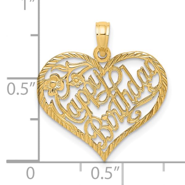 14K Solid Yellow Gold Happy Birthday Heart Necklace - Romantic Love Pendant Charm for Women - Perfect Gift for Anniversary, Valentine's Day & Special Occasions