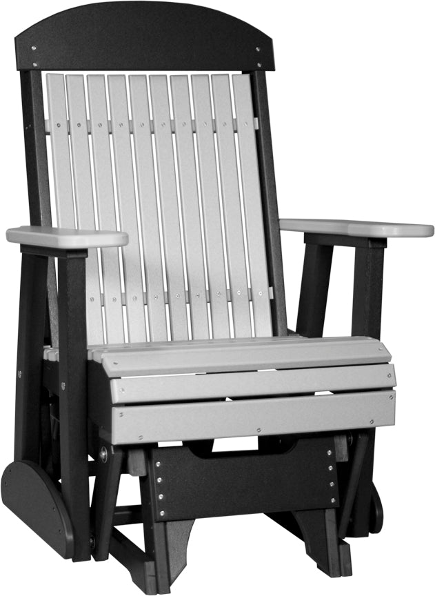 LuxCraft 2-Foot Classic Wooden Porch Glider Swing - Outdoor Patio Furniture for Relaxing in Garden, Deck, or Backyard