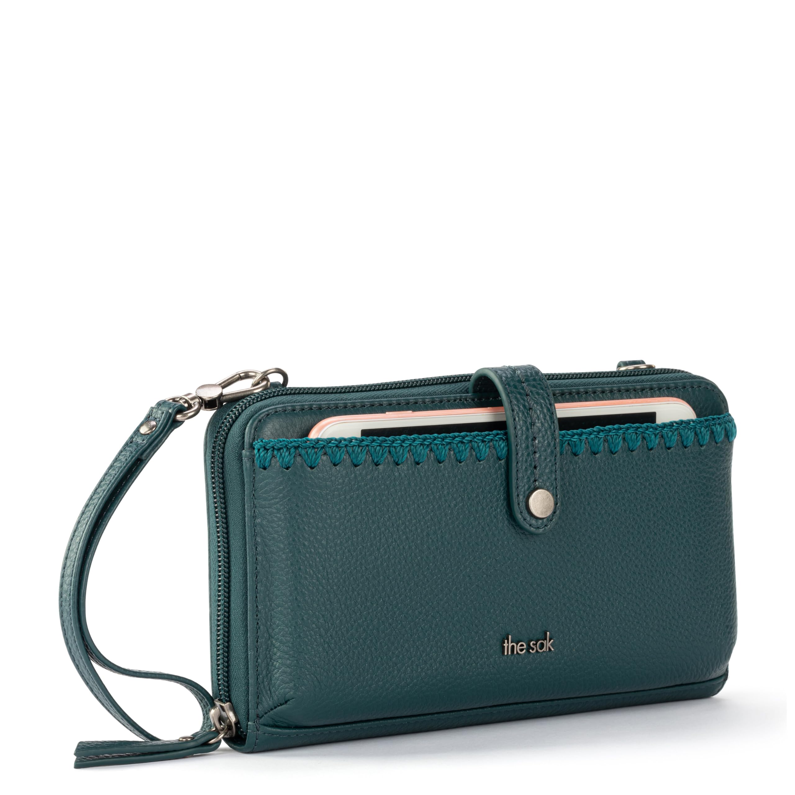 The Sak Iris Large Leather Crossbody Bag for Women - Convertible Wristlet Purse with Phone Pocket - Navy Blue Marine - Perfect for Travel, Shopping & Everyday Use
