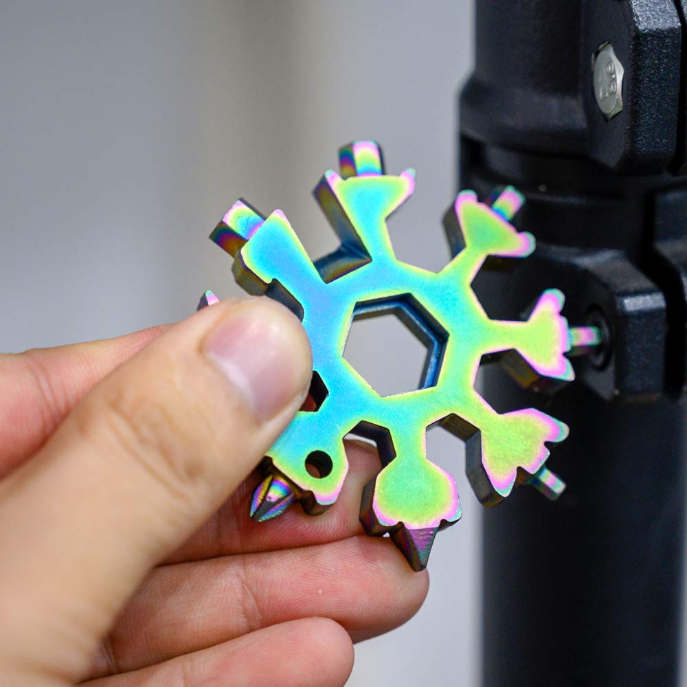 Saker 18-in-1 Stainless Steel Snowflake Multi-Tool with Rainbow Color - Compact Outdoor Survival Gear for Camping, Hiking, Emergency & Everyday Carry (EDC) - Perfect Christmas Gift for 2025