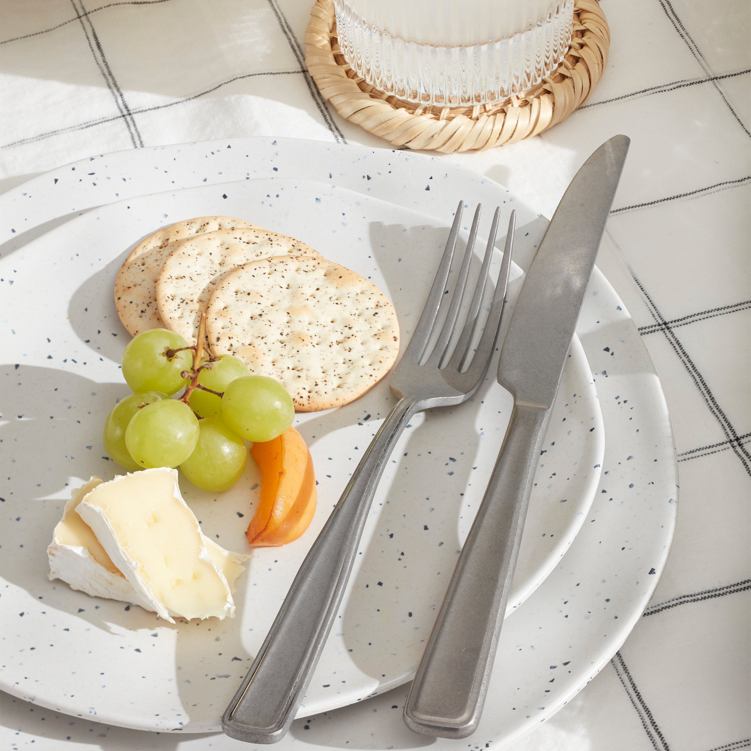 Stylish Terrazzo Melamine 12-Piece Dinnerware Set - Durable & Lightweight for Outdoor Dining, Picnics, and Everyday Use