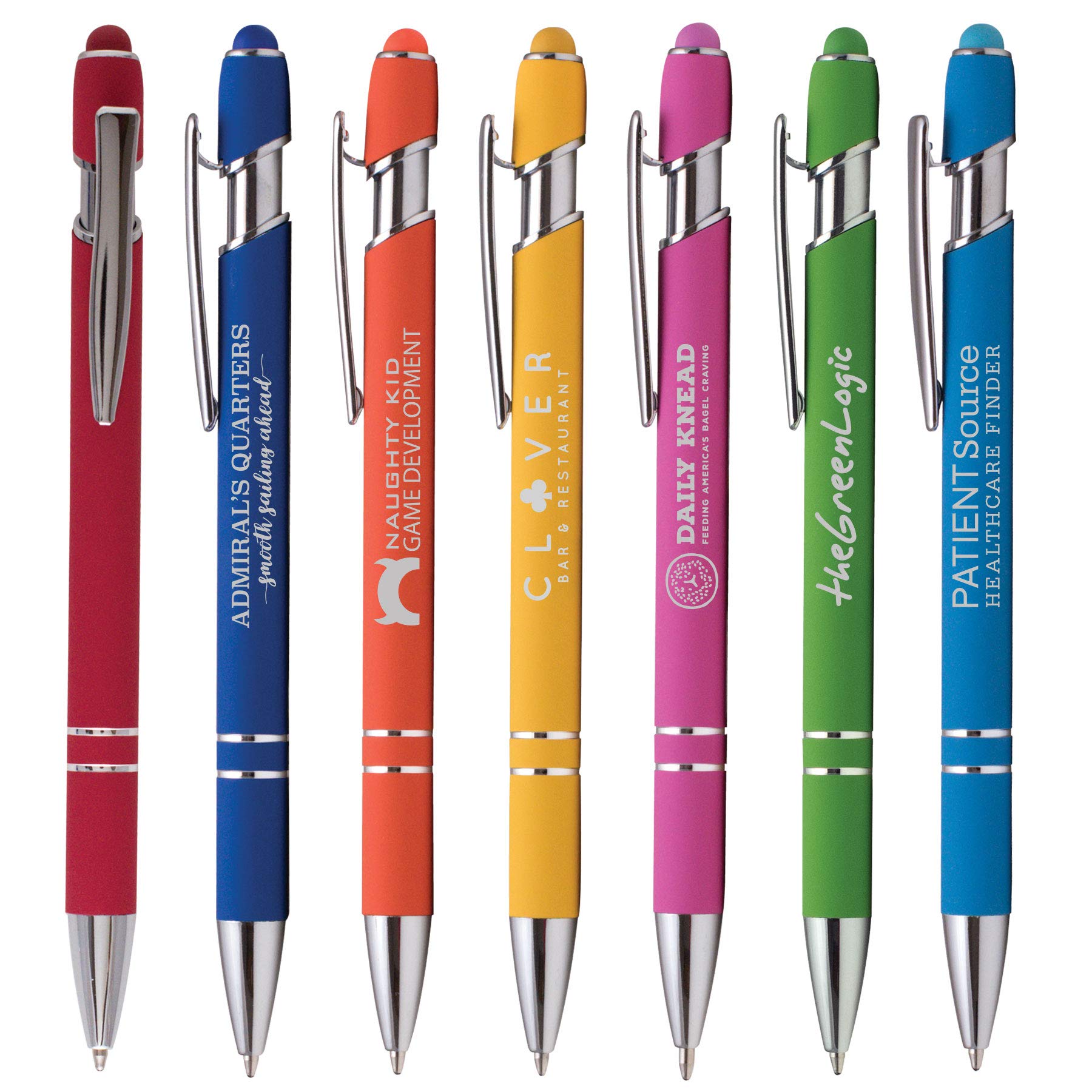 Custom Laser Engraved Metal Pens with Stylus - Ellipse Softy Brights - Bulk 100pcs - Personalized Logo Printing - $1.5 Each - Perfect for Corporate Gifts, Promotions & Office Supplies