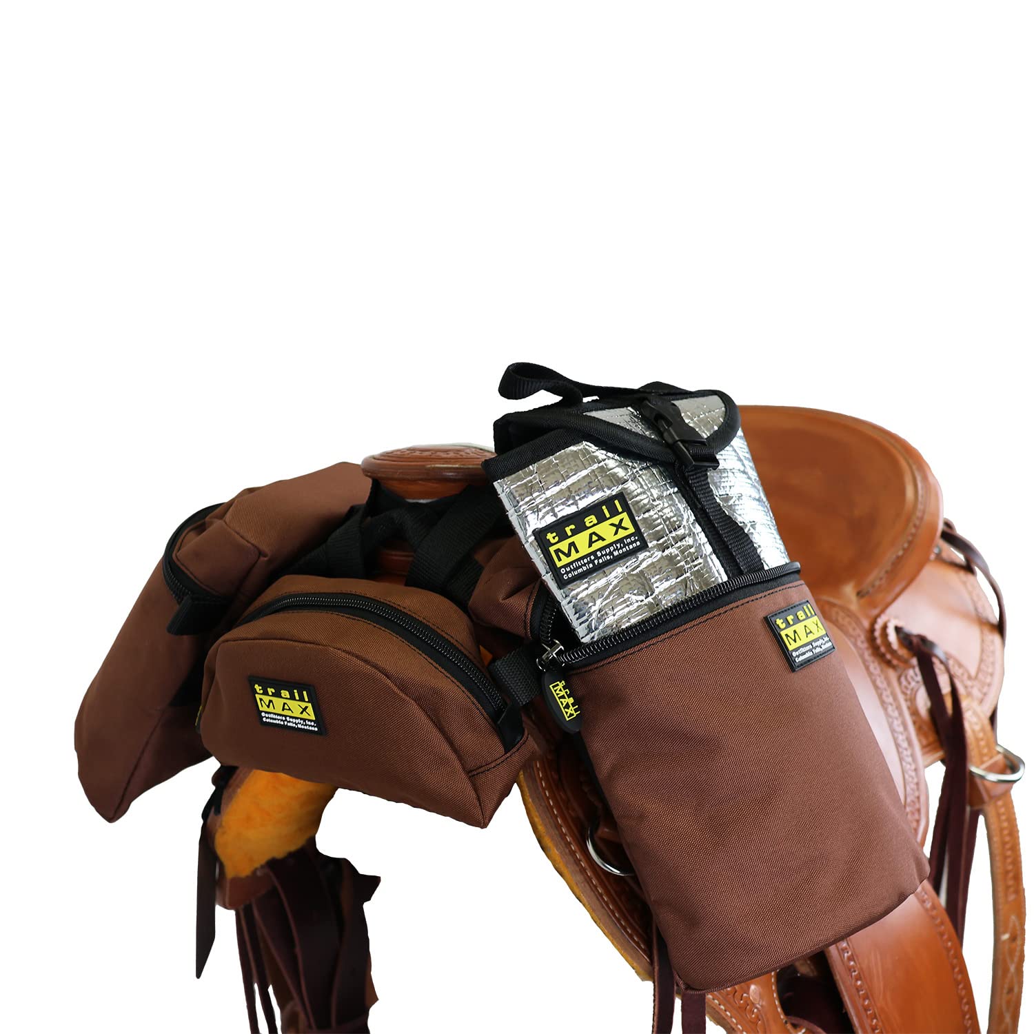 TrailMax Medium-Sized Saddle Horn Bag & Pommel Pocket Combo - Durable Horse Riding Saddle Bags Set for Western Trail Rides (1 Horn Bag + 1 Pommel Pocket) - Perfect for Equestrian Adventures, Camping & Outdoor Exploration