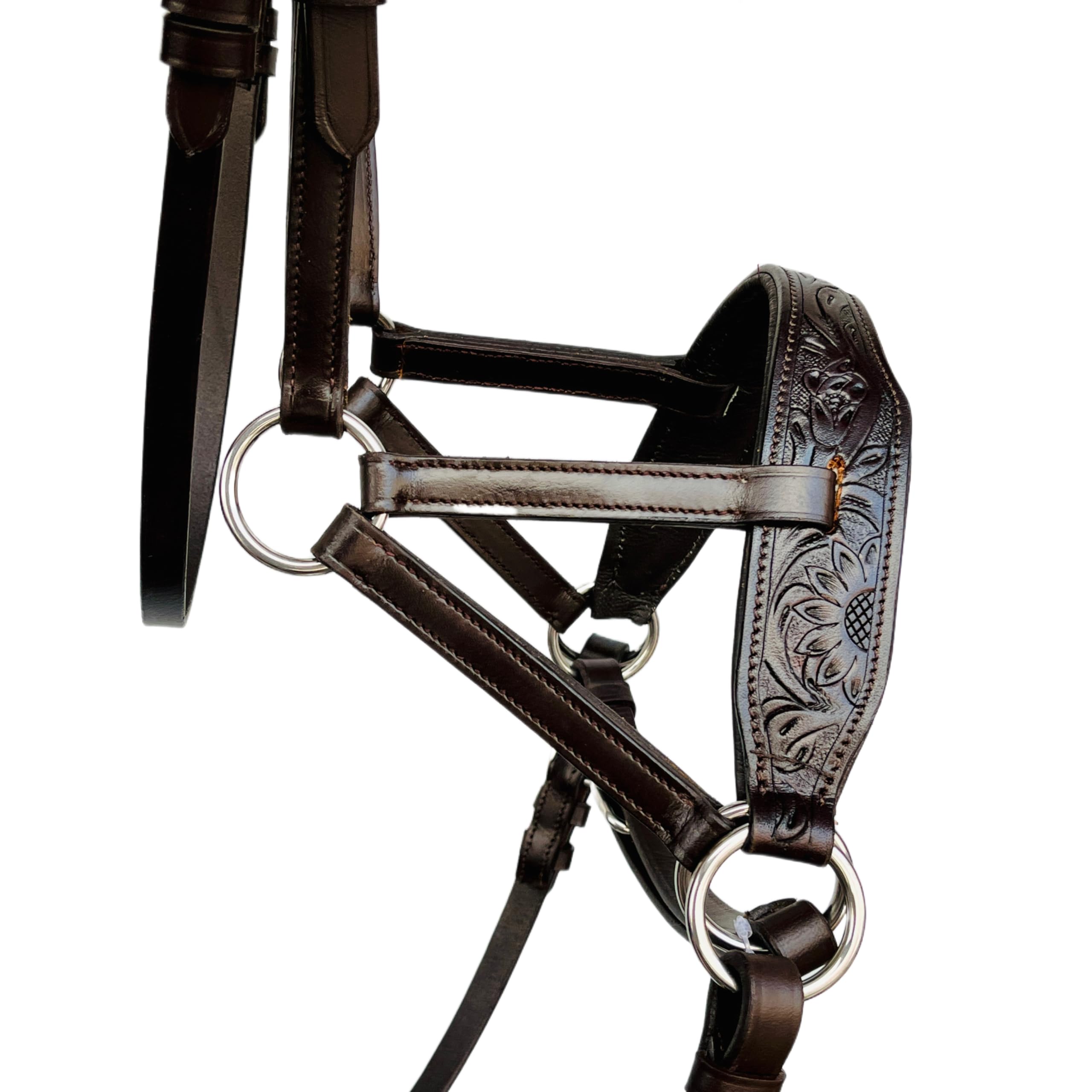 Best Oiled Leather Bitless Bridle with Full Leather Reins for Horses - Gentle Training & Natural Riding, Perfect for Trail Riding, Dressage & Natural Horsemanship