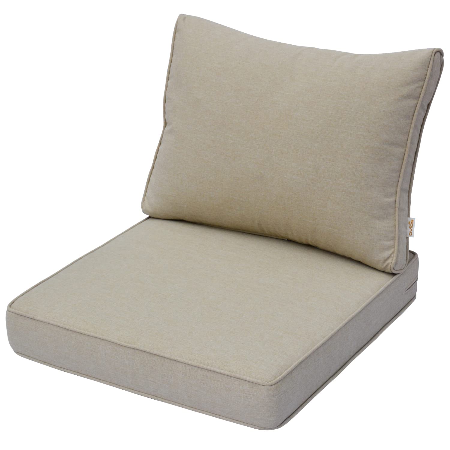 HOOOWOOO 25x25x4 Inch Thick Outdoor Chair Cushions Set - Weather Resistant Olefin Fabric with Zipper - Beige Patio Seat Cushions for Loveseat, Sofa & Garden Furniture - Perfect for Backyard, Deck & Poolside Relaxation