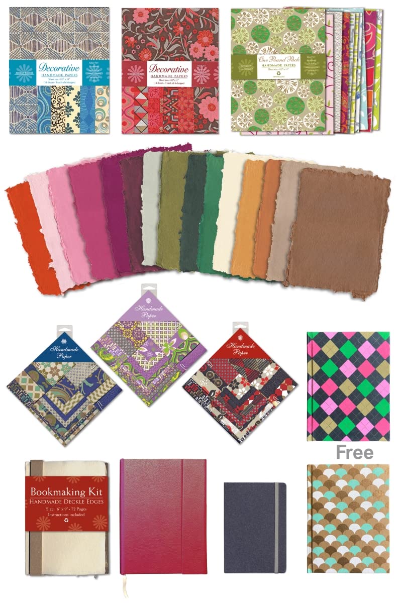 Shizen Design Handmade Decorative Paper Pack - 16 Sheets Square Assorted Black & White Patterns PP 101 | Perfect for Scrapbooking, Card Making & DIY Crafts