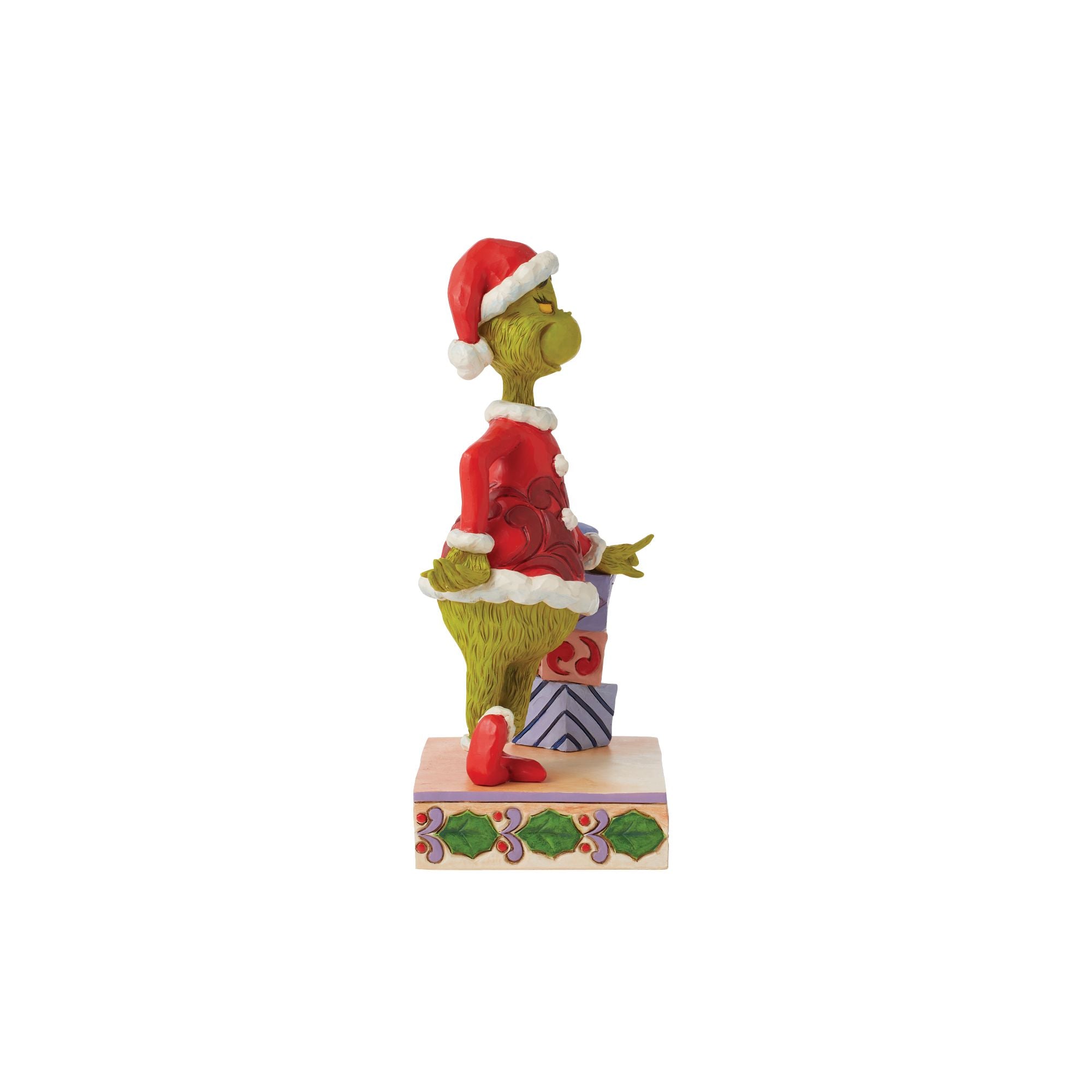 Grinch Leaning on Gifts Christmas Decor - Festive Holiday Home Decorations for Xmas Tree, Mantel & Party