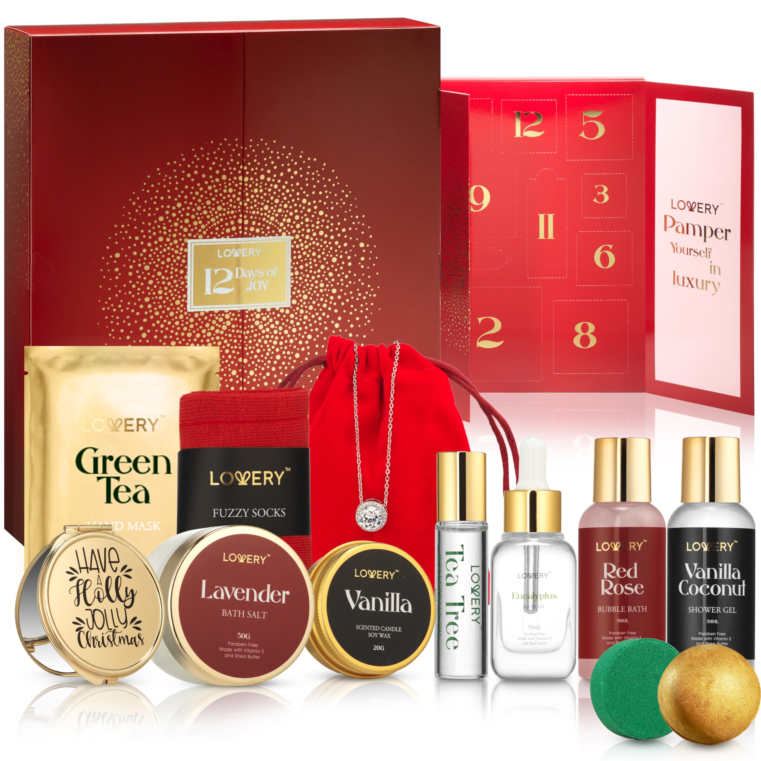 12-Day Beauty Surprise Gift Set for Women & Men - Spa & Bath Body Care Kit - Perfect Birthday, Wedding & Anniversary Present - Relaxation & Self-Care Gift Idea