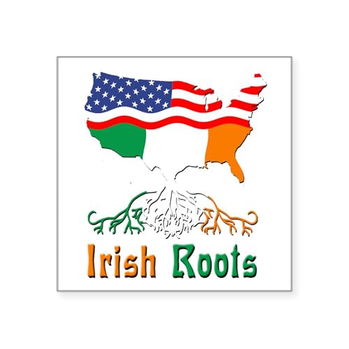 White - American Irish Roots Square Sticker 3 X 3&qu