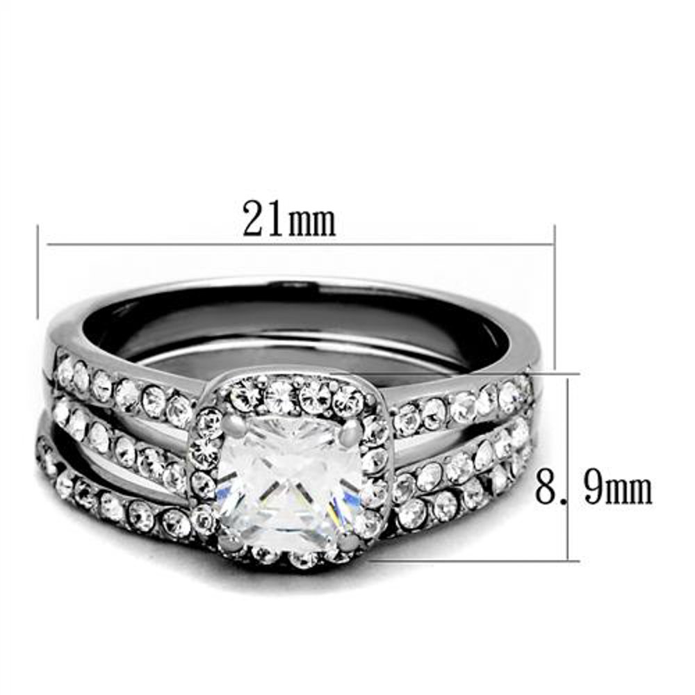 1.8ct Halo Princess Cut CZ Wedding Ring Set for Women Size 5-10 - Bridal Jewelry