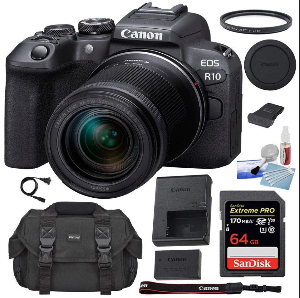 Canon EOS R10 Mirrorless Camera with 18-150mm Lens Kit - 24.2MP APS-C Sensor, 4K Video, Dual Pixel AF | Perfect for Travel Photography, Vlogging & Content Creation