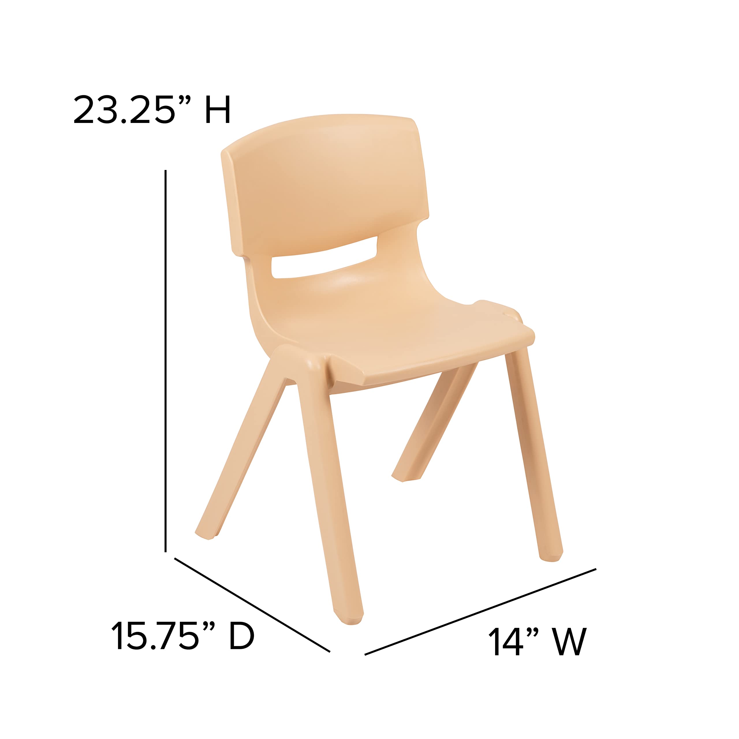 Flash Furniture Whitney 5-Pack Natural Plastic Stackable School Chairs - 13.25
