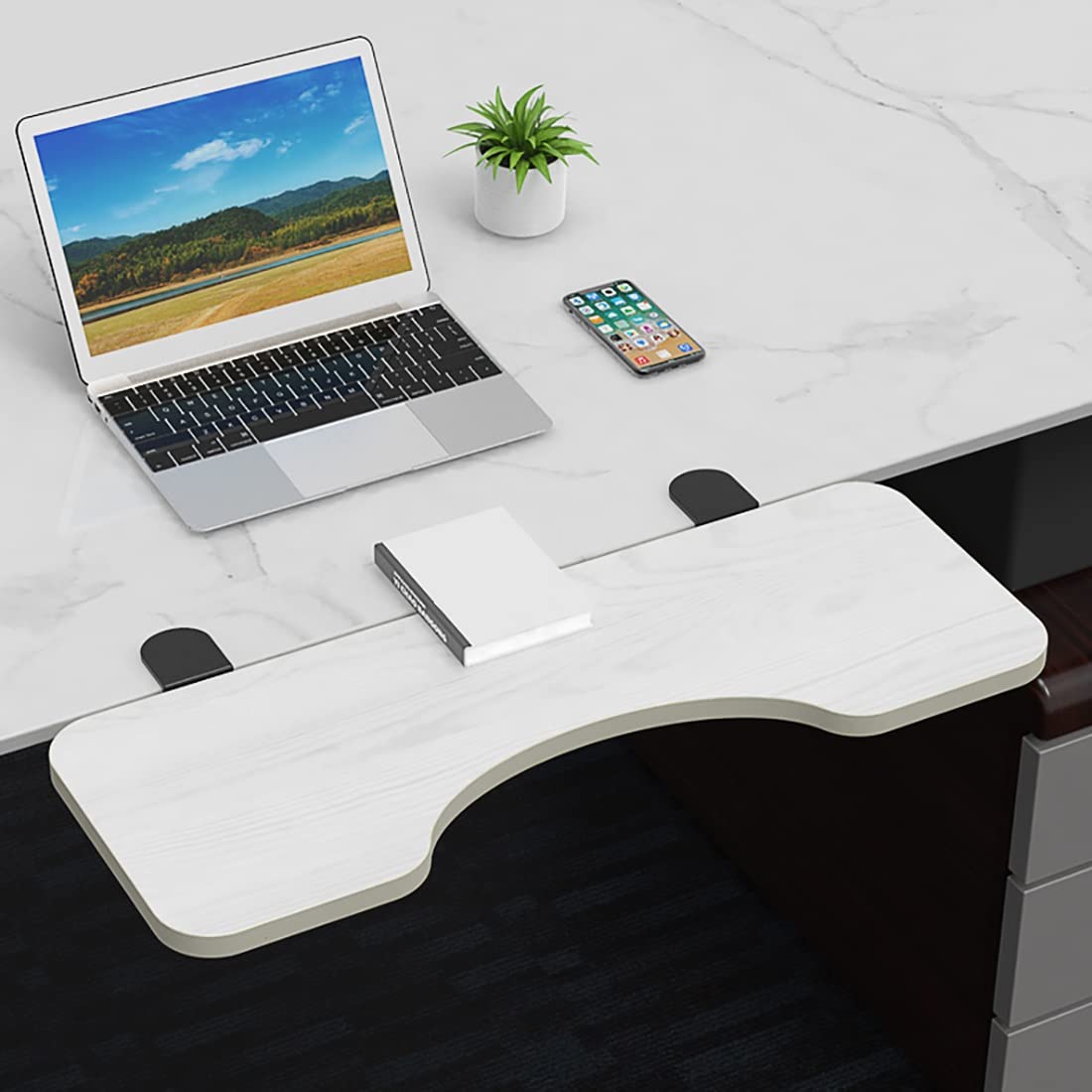 JIUDAN Clamp-On Keyboard Tray - No Screw Installation Desk Extender & Side Table | Ergonomic Keyboard Attachment for Home Office, Gaming & Workspace Setup