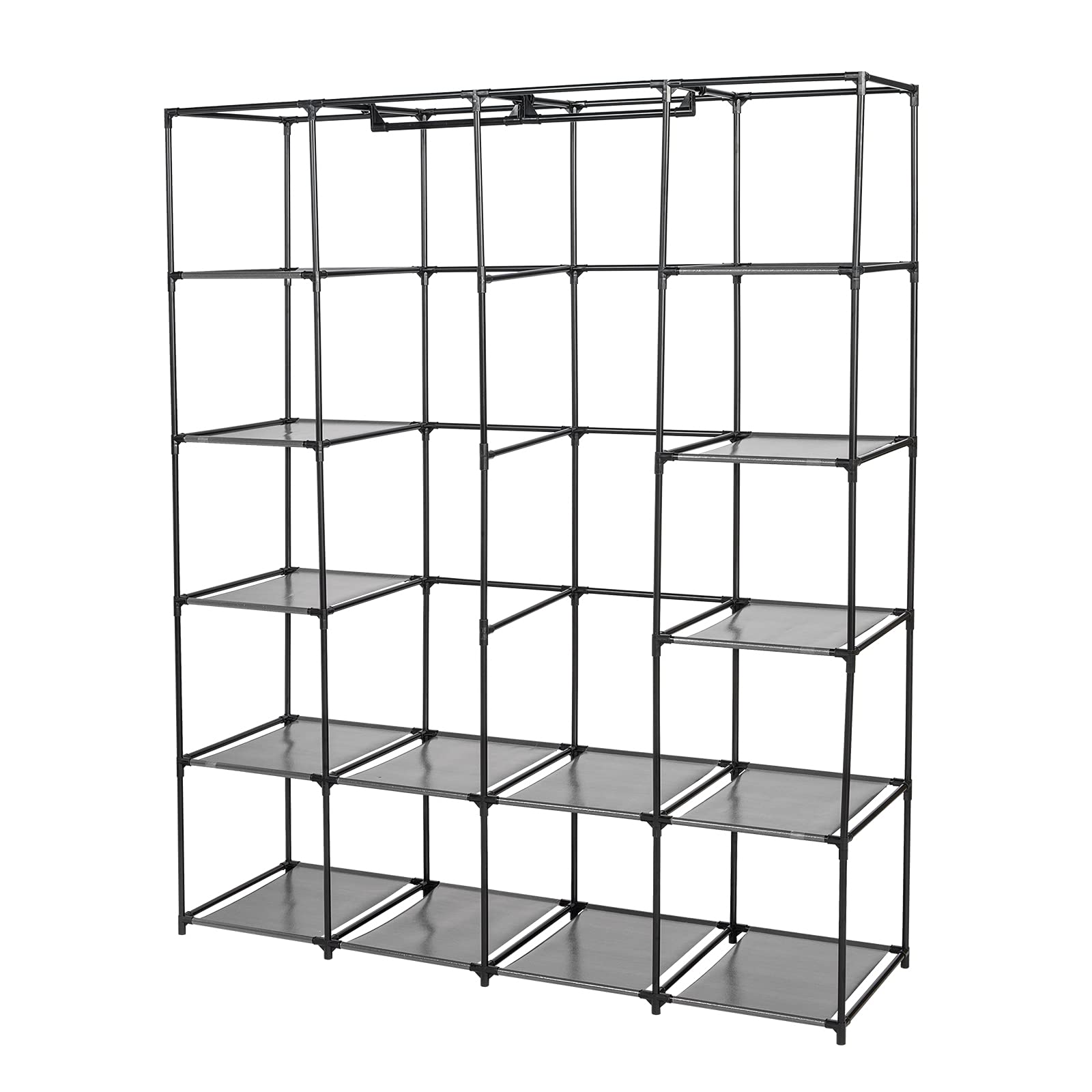 BNSPLY 66 Inch Portable Closet Organizer - Non-Woven Fabric Wardrobe Storage with Hanging Rod, 56 x 18.5 x 66 Inches, Grey - Perfect for Bedroom, Dorm, Apartment & Closet Organization