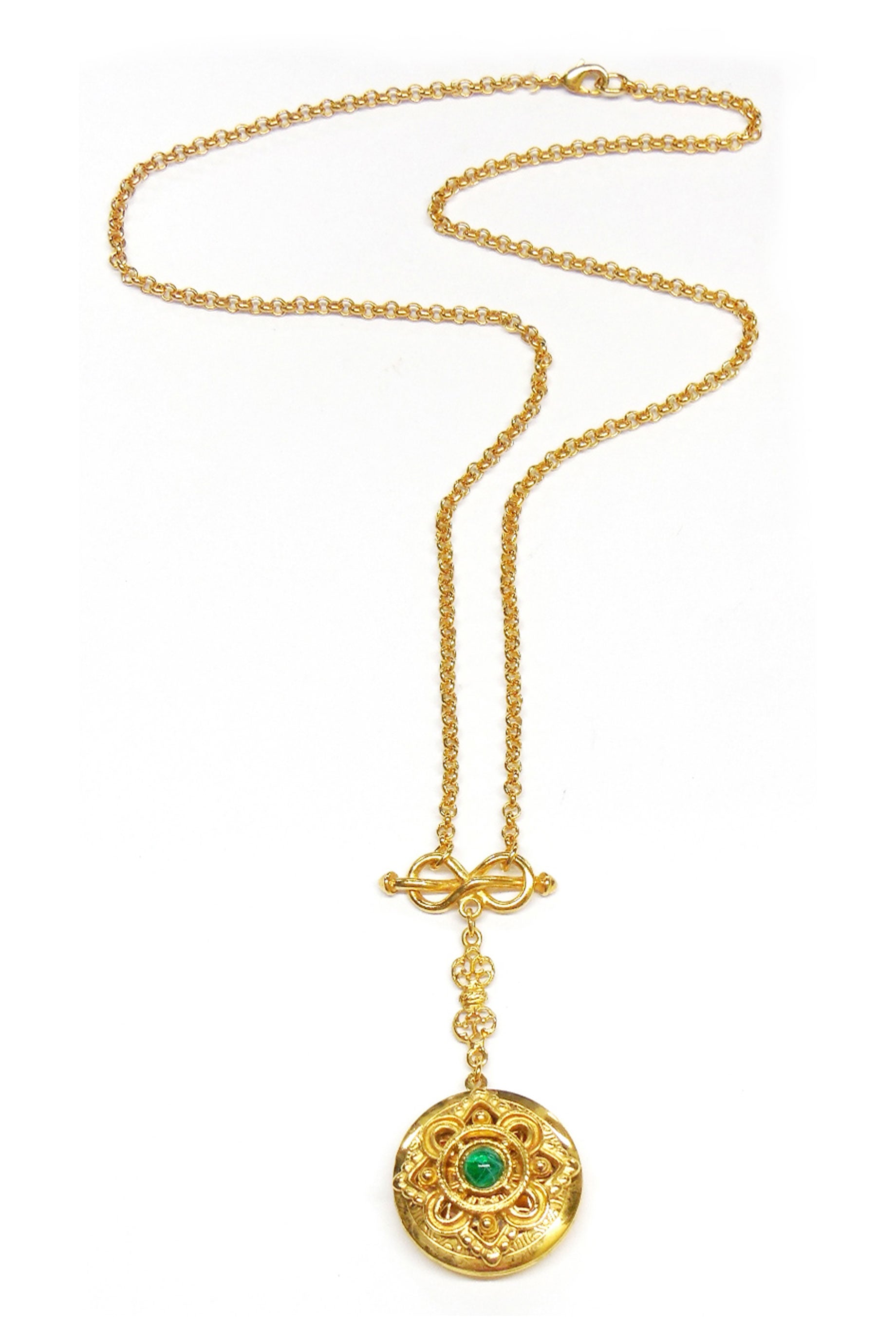 Ben Amun Gold Fob Necklace - Elegant Vintage Pendant for Women, Perfect for Parties, Weddings & Special Occasions