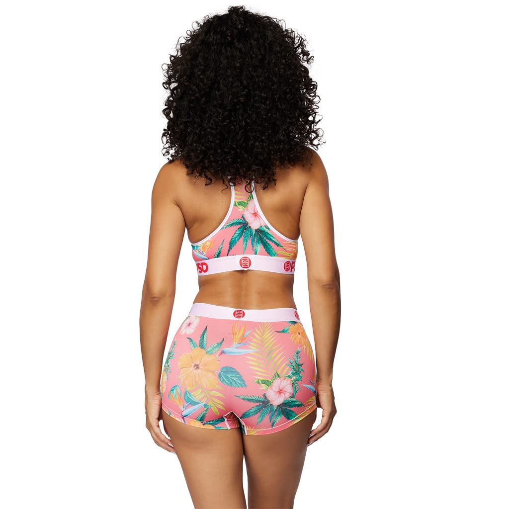 PSD Women's Floral Print Sports Bra - Breathable Racerback Workout Top with Microfiber Fabric | Yoga, Gym, Running & Activewear