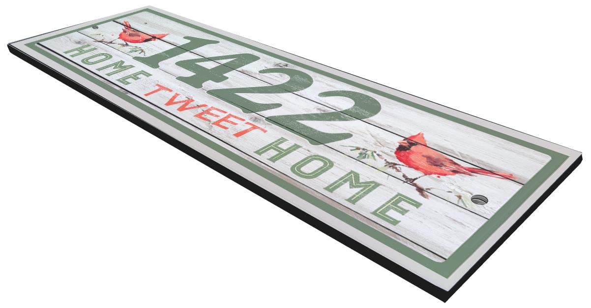 Cardinal Themed Ceramic House Number Plaque - Rustic Home Address Sign for Front Door, Porch & Mailbox - Outdoor Durable Small Address Tile