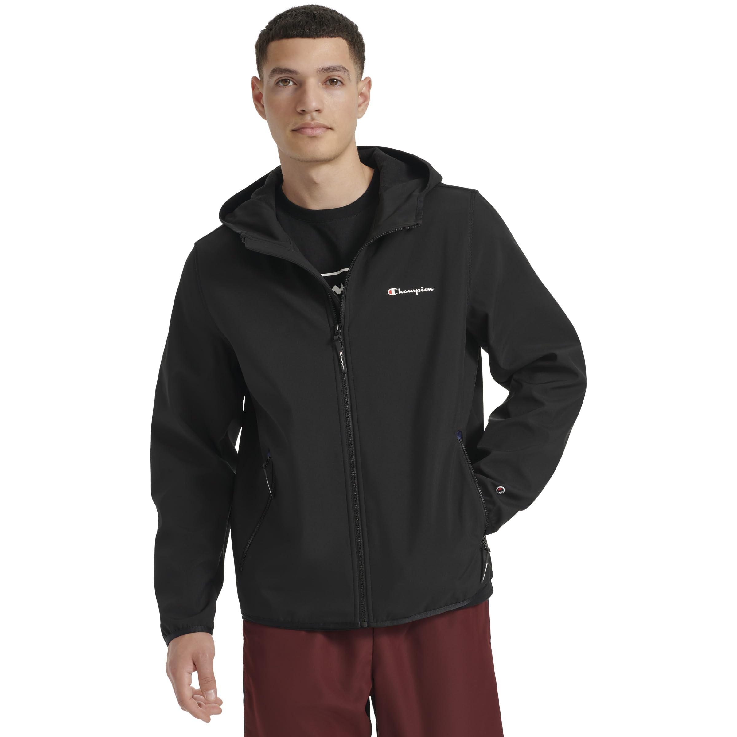Champion Men's Lightweight Active Soft Shell Jacket with Hood - Waterproof Windbreaker for Running, Hiking & Outdoor Sports