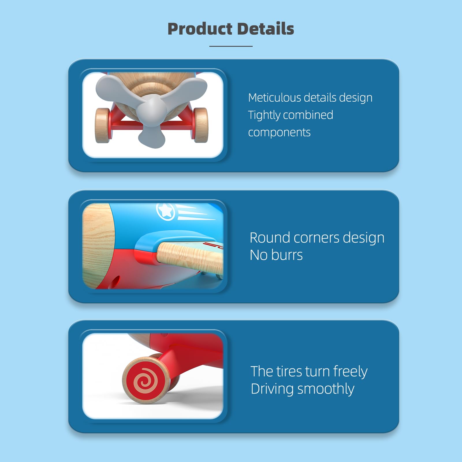 Wooden Airplane Toy for Kids - Educational Aviation Learning Toy with Sound & Light Effects, Wooden Truck Vehicle for Boys & Girls Ages 18 Months to 5 Years - Perfect for Pretend Play, STEM Learning & Birthday Gifts