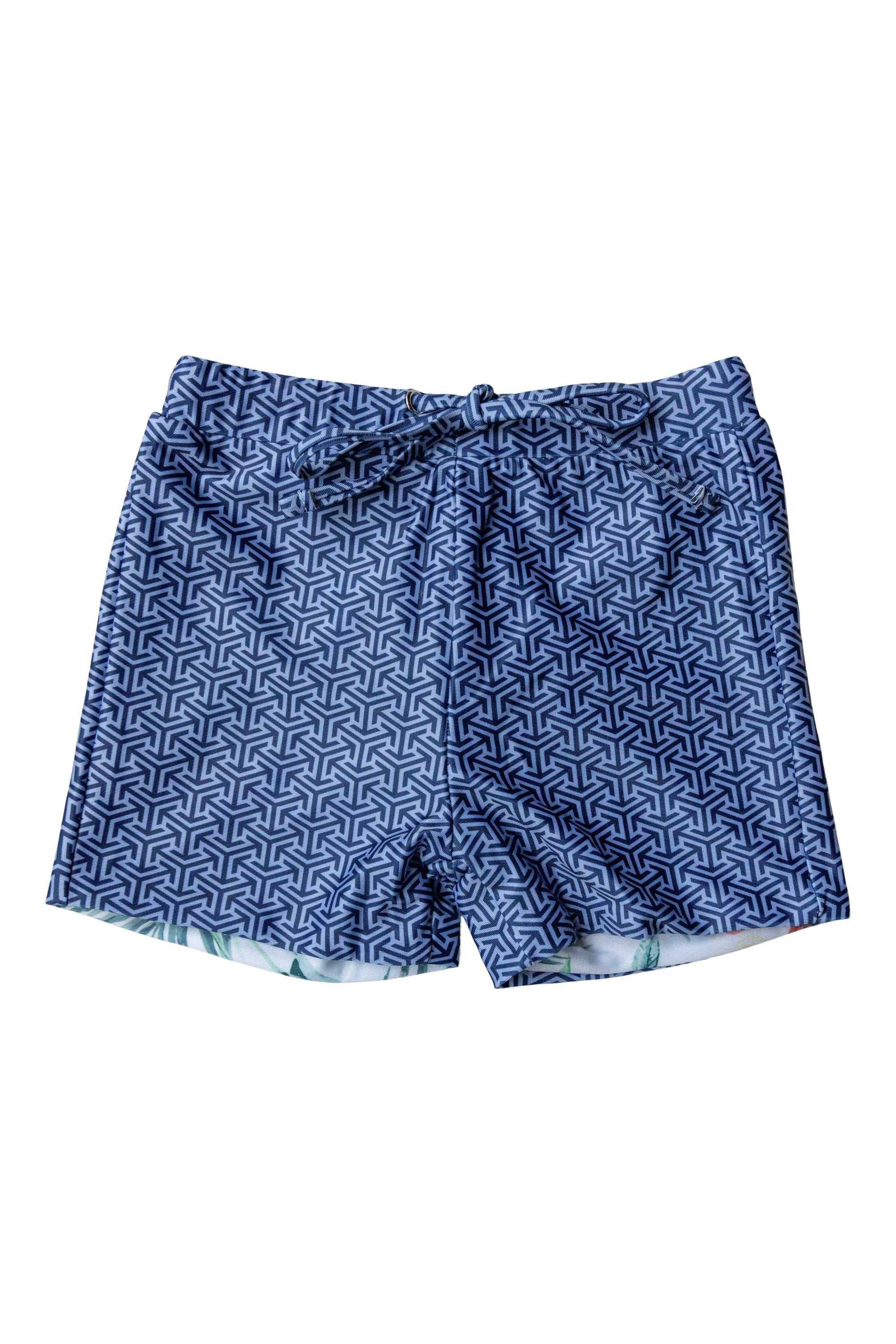 Echo Kids Unisex Reversible Swim Shorts - Quick Dry Swim Trunks for Boys & Girls - Due South Blue & Hawaiian Tropic Print - Perfect for Beach, Pool & Summer Water Activities