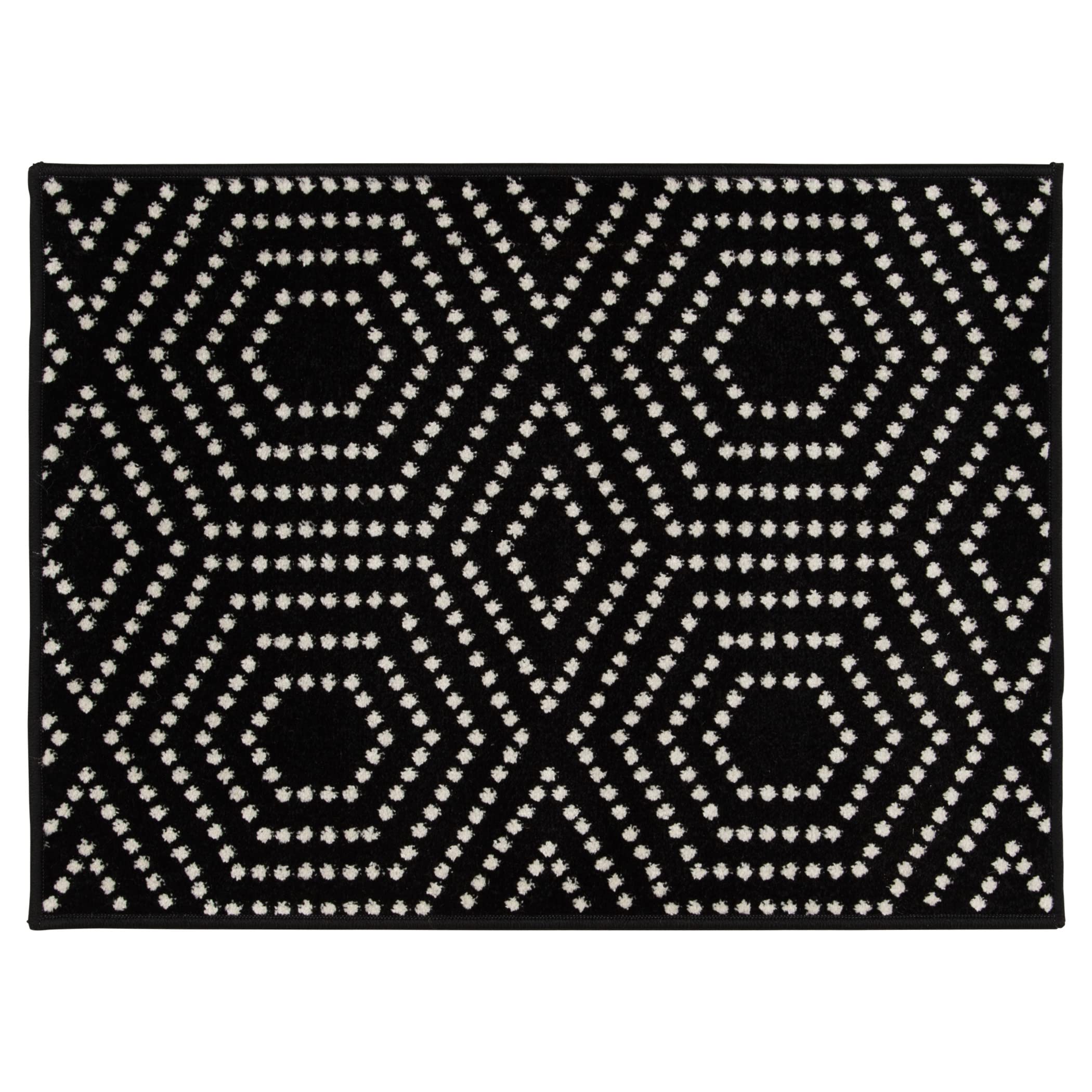 Tecopa Kaharie 2' x 3' Black Geometric Area Rug - Non-Slip Indoor Outdoor Carpet for Living Room, Bedroom, Patio & Entryway Decor