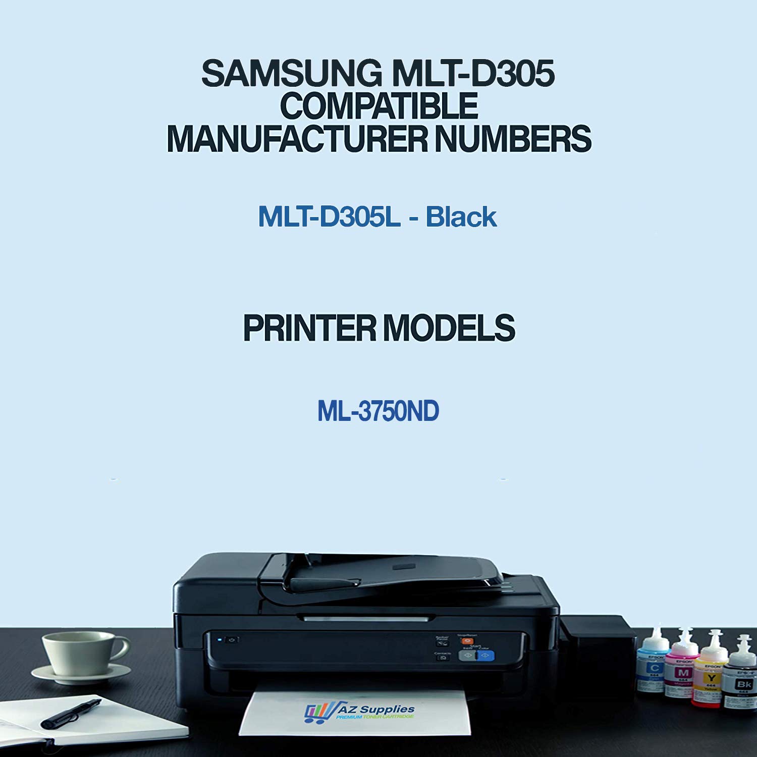 AZ SUPPLIES Compatible Toner Cartridge Replacement for Samsung MLT305 MLT-D305L ML-3750ND (Black, 1 Pack) - High-Quality Printer Ink for Office & Home Use
