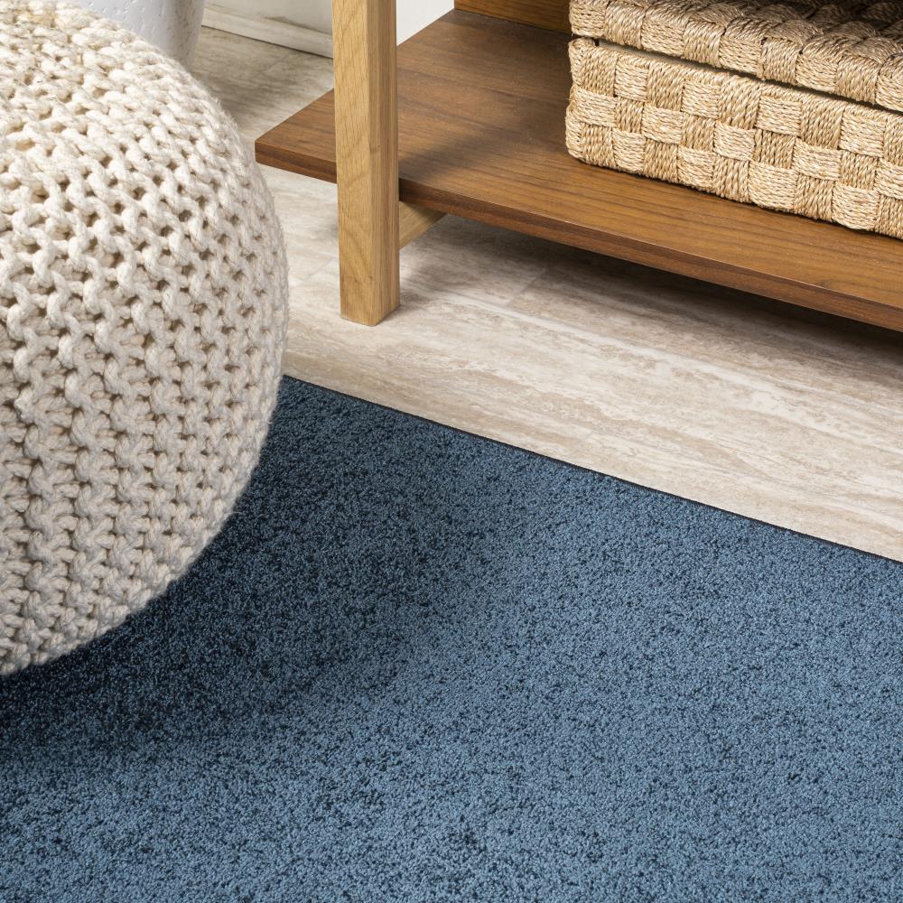 Premium Haze Solid Low Pile Area Rug - Soft Navy Blue Non-Slip Living Room Carpet for Bedroom, Dorm & Office Decor