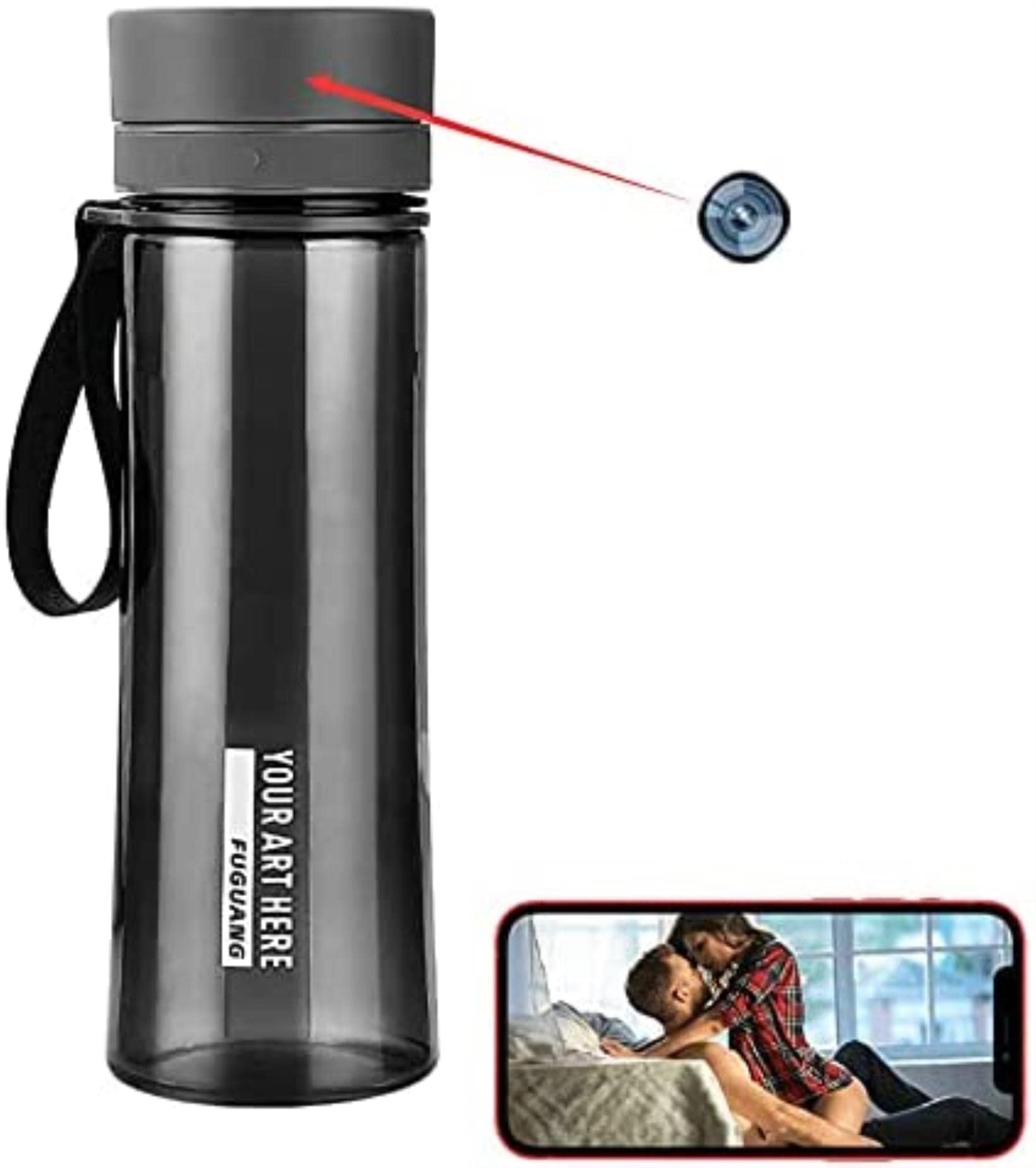 AADECOR WiFi Water Bottle Spy Camera - 4K Full HD Hidden Camera, Disguised as Handgrip Cup for Indoor/Outdoor Security Surveillance | Perfect for Home Security, Office Monitoring & Covert Recording