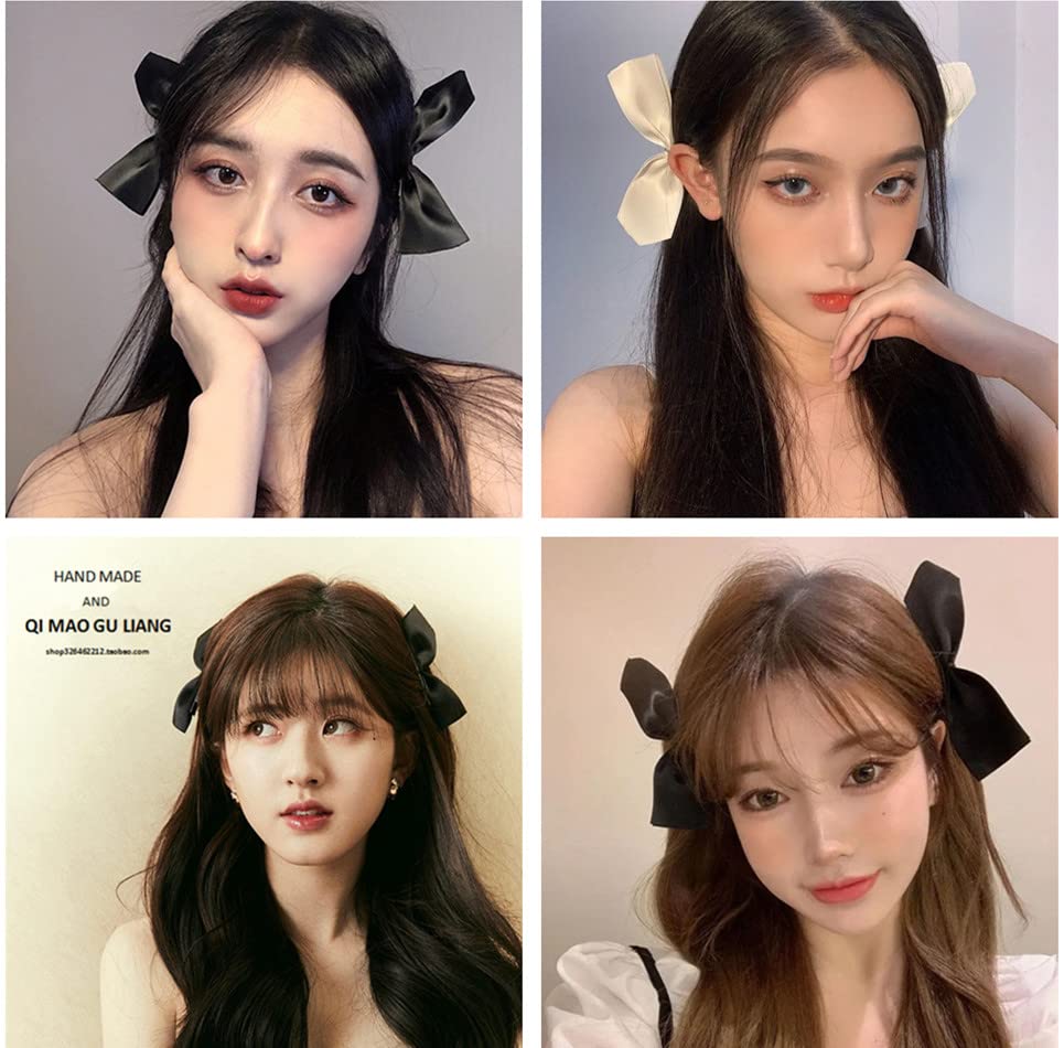 Elegant Satin Ribbon Hair Clips for Women & Girls - 3 Pairs of Red & Black Bowknot Side Hairpins | Perfect for School, Parties, Weddings & Everyday Hair Accessories