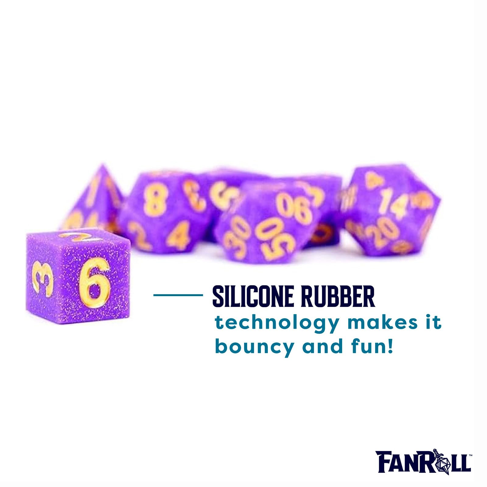 FanRoll 16mm Sharp Edge Silicone Rubber Polyhedral DND Dice Set - Regal Ricochet Color | Premium RPG Dice for Dungeons & Dragons, Pathfinder & Tabletop Gaming | Perfect for D&D Campaigns, Gift Giving & Dice Collectors