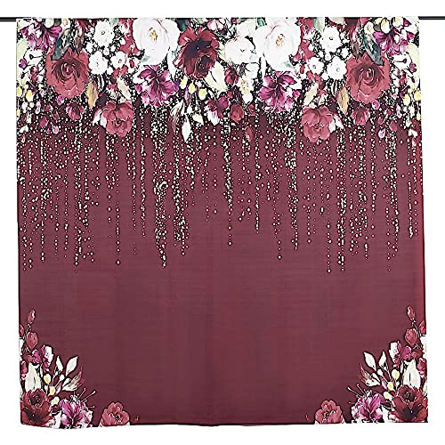 8 ft Vinyl Photography Background Burgundy Roses Printed Backdrop - Wedding, Baby Shower, Birthday Party Decorations, Photo Booth Props, Reception Events Supplies