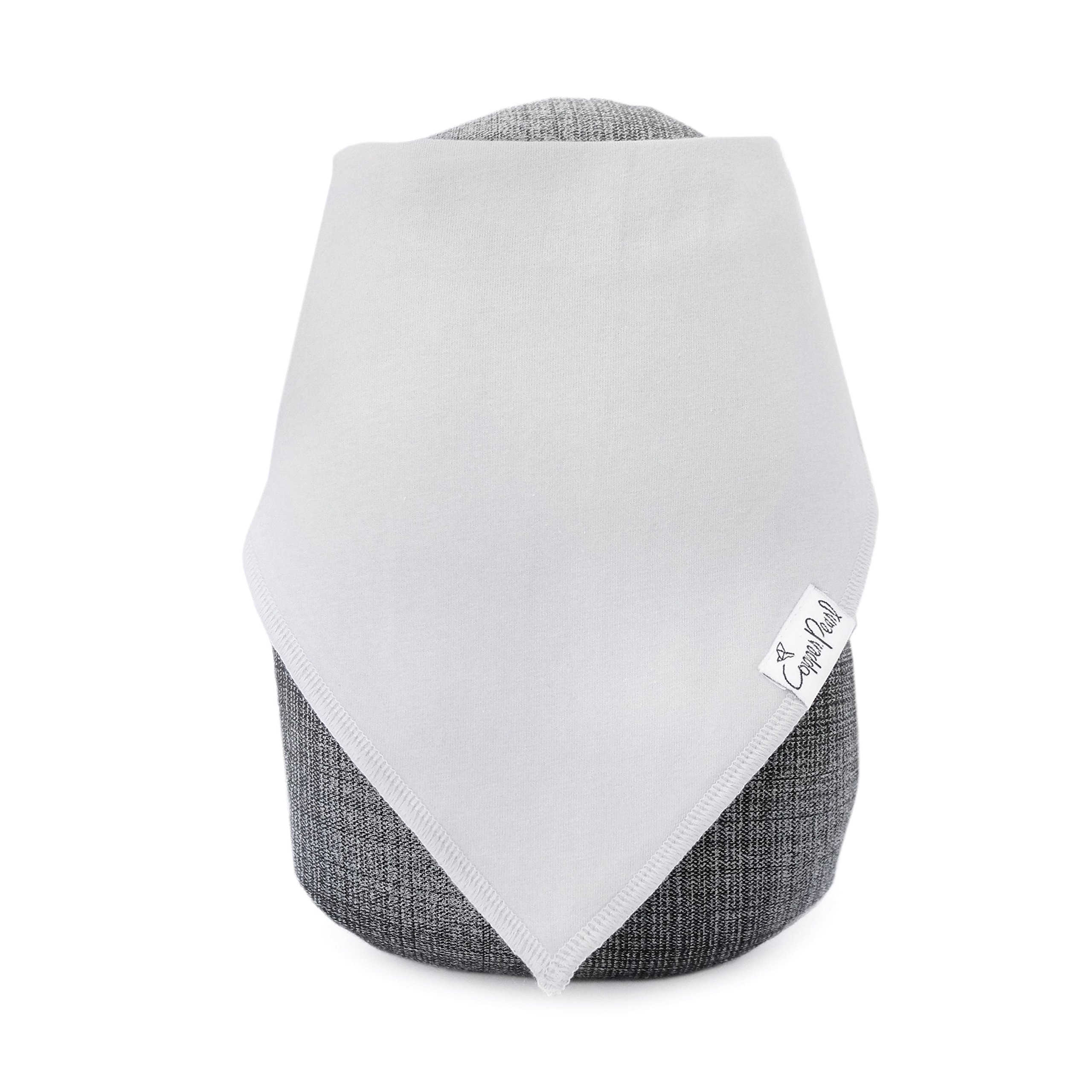 Copper Pearl Baby Bandana Bibs - 4 Pack Soft Cotton Drool Bibs for Newborns to Toddlers, Adjustable Absorbent Teething Bibs for Baby Girls & Boys (Gray Basics) - Perfect for Feeding, Teething & Everyday Outfits