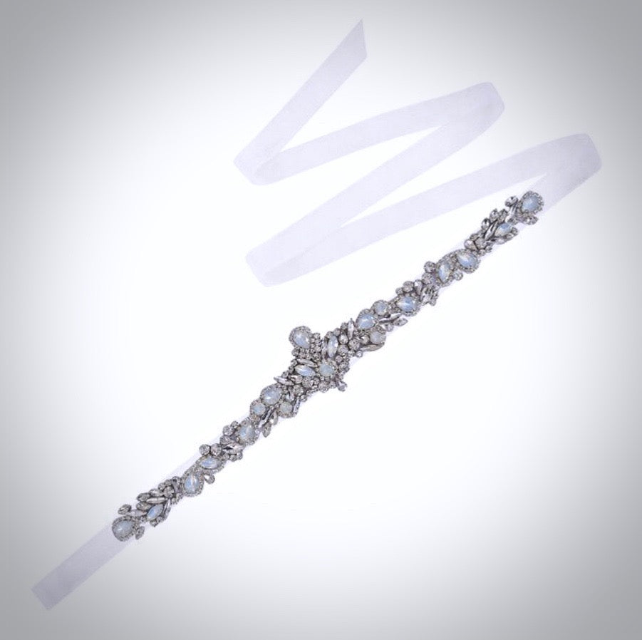 Swarovski Opal Bridal Belt - Elegant Wedding Sash for Brides, Bridesmaids & Prom - Perfect for Weddings, Formal Events & Special Occasions