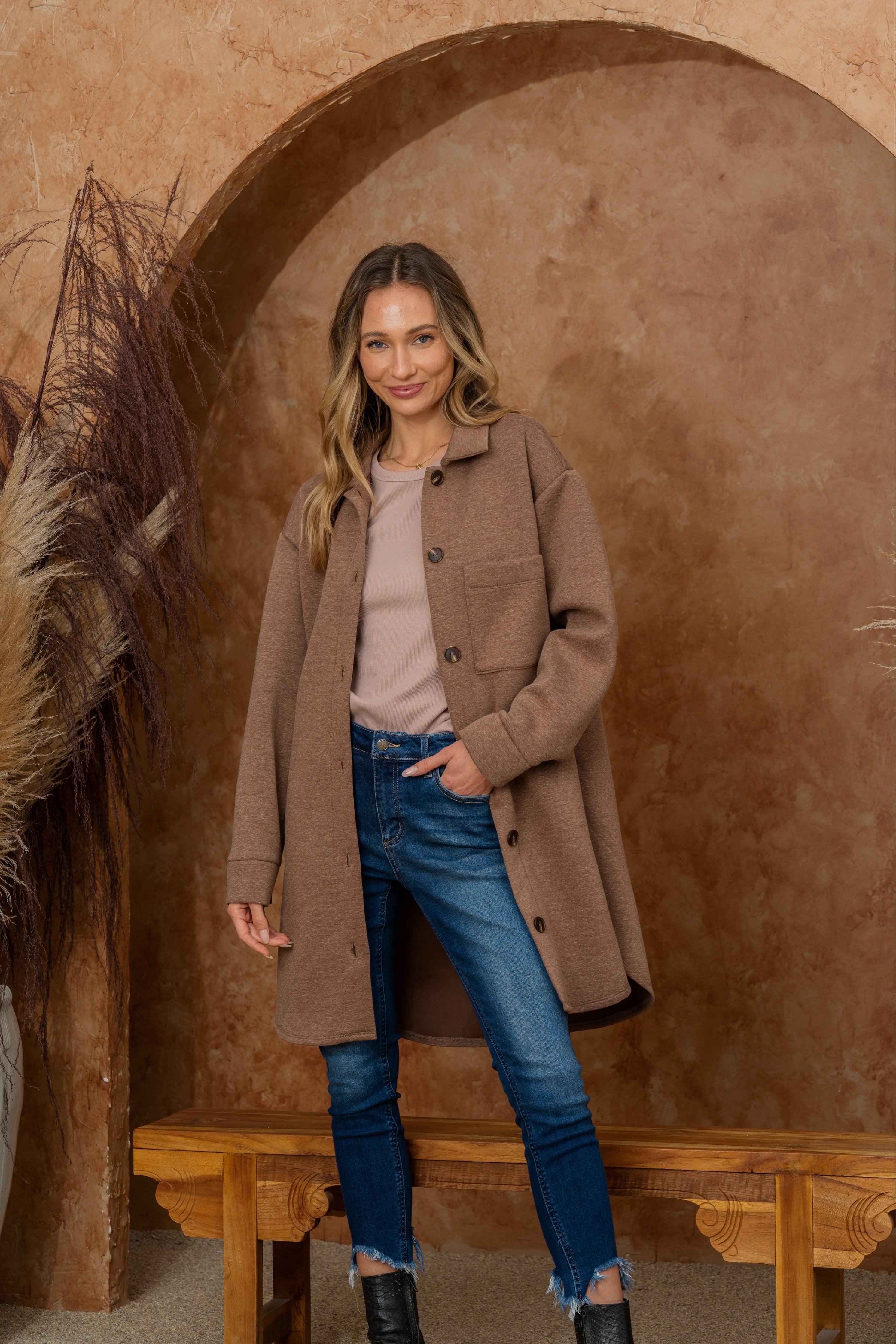 Stylish Oversized Fleece Collared Button-Up Shacket for Women - Cozy Winter Layering & Casual Outfit Essential