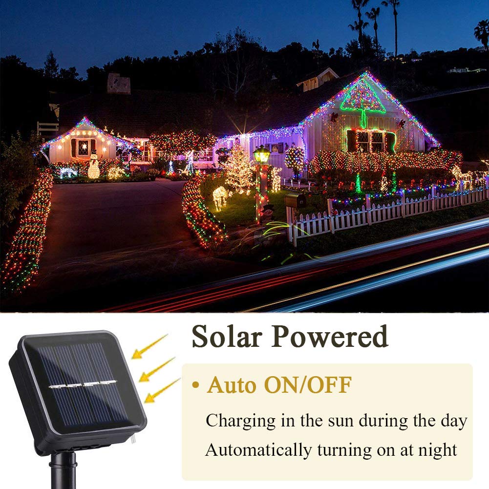 iShabao 2 Pack 49Ft 150 LED Solar Christmas Lights Outdoor - 8 Modes Waterproof Fairy String Lights for Tree, Garden, Yard, Party | Perfect for Holiday, Christmas Decorations & Outdoor Festive Lighting