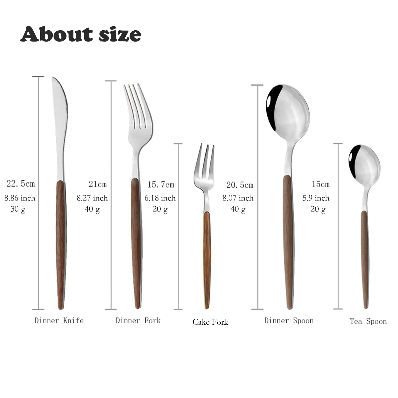 Premium 30-Piece Stainless Steel Flatware Set for 6 - Elegant Silverware with Wooden Handle (Forks, Spoons, Knives) - Perfect for Dinner Parties, Restaurants & Home Dining
