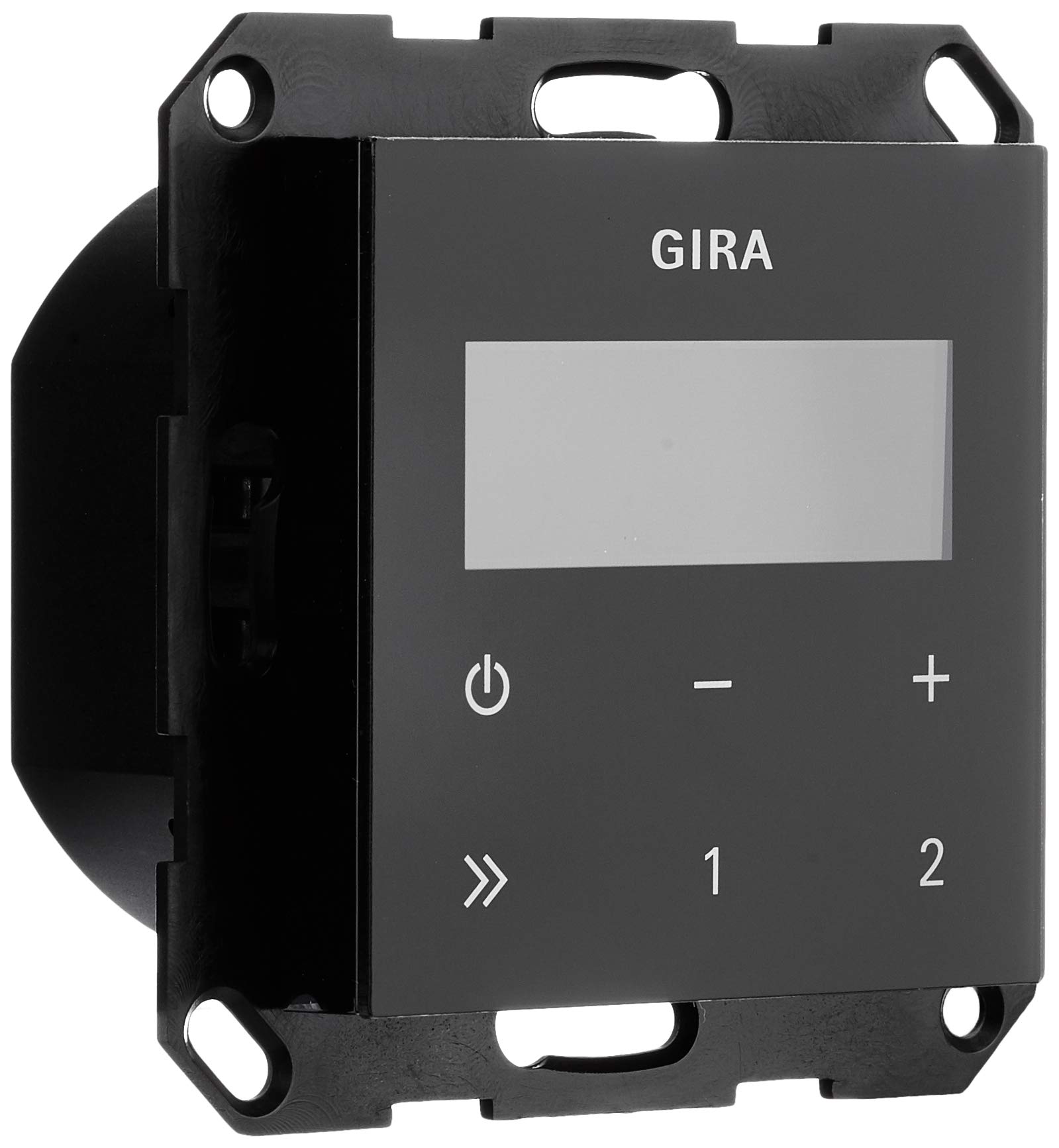 Gira 228405 Flush-Mounted RDS Radio with Black Glass Look - Modern Home Audio System for Kitchen, Bathroom & Living Room | No Speaker Included