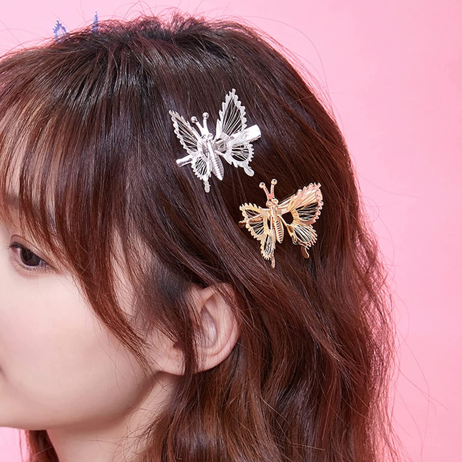 Golden Butterfly Hair Clips with Moving Wings - 2PCS Set for Women & Girls - Perfect for Parties, Weddings, and Everyday Styling