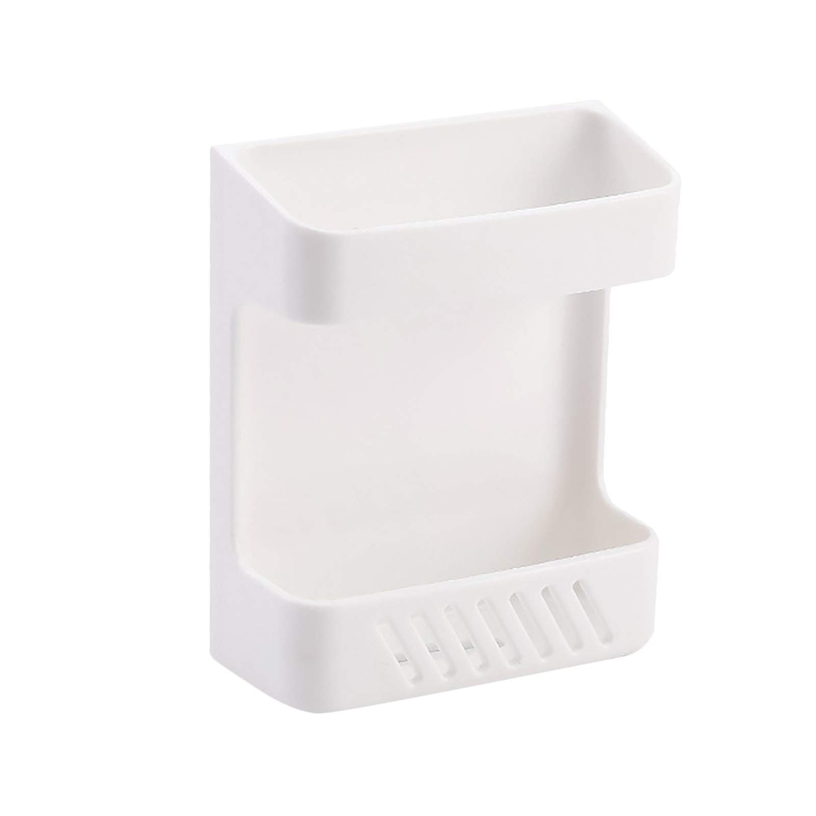 MPWEGNP Wall-Mounted Rolling Kitchen Sink Organizer - Adjustable Phone Stand with Charging Bracket, Multi-Function Storage Rack for Bathroom & Kitchen (White, One Size) - Perfect for Small Space Organization, Phone Charging While Cooking or Washing Dishes